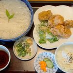 百年庵 - 『唐揚げ定食(そうめんセット)』1,000円