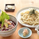 MORI-MESHI 小田原 - ミニあじ菜丼と手打ちうどんのセット(税抜1,480円)