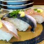 はま寿司 - ひかりもの三種、鯵、生鯖、鰯