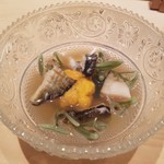 鮨 一幸 - 水貝、岩もずく、蓴菜、ウニちゃん