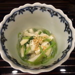 新ばし 笹田 - みぶ菜とお揚げのお浸し（温）