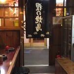 狸の焼鳥 - 店内から入口を撮っていますがこの右手に見える冷蔵庫に、飲み物入ってっかんね？わかった？ルービーはキリンラガー、グラスも一緒に冷えてるから。あ、栓抜きは冷蔵庫上、栓入れも上にあるから！