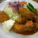 大海老フライと一口ビーフカツの盛合せ