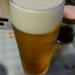 わがまんま家 鷹 - 生ビール3杯目～サーバー練習用  泡の輪ができました。旨い生ビールサーブの最低条件