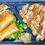 炎麻堂 - 油淋鶏、餃子、春巻弁当1500円