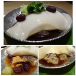 弧玖 - ＊水無月豆腐は「ごま豆腐」のような仕様で、下には大分の車海老やムラサキウニが入った贅沢な品。 お豆腐の食感は滑らかですし、車海老・ウニともにいい味わい。