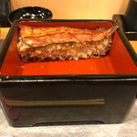鰻 むさし乃 - 新仔鰻重（ご飯大盛）断面