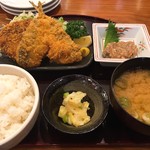 Kaisen izakaya yamademmaru - アジフライと地魚メンチ定食