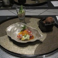 日本料理 湯河原 華暦 - 旬菜（枝豆の練り豆腐　若鮎と白瓜のうるか和え）2017.06.22