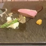 チミケップホテル - 赤平産カモ肉のロースト、赤ポルトソース