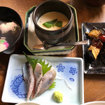 海さくら - 鰯の刺身・なす味噌・茶碗蒸し
      吸物