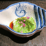 竹ざき - 1】先付：岡山の蛸 オクラ 海ぶどう ちり酢