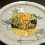 竹ざき - 6】よもぎ焼きゴマ豆腐 白ごまペースト