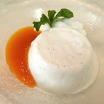 VIA Brianza - パスタメニュー 1000円 のパンナコッタのソルベ添えアプリコットソース掛け