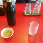 西梅田 らんぷ - ハートランドビールです。ザーサイが付きます。