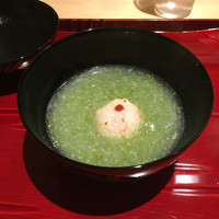 銀座 しのはら - オクラのすり流し 毛蟹の真摯