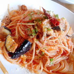 Lucaバル - なすと豚肉のトマトソースパスタ