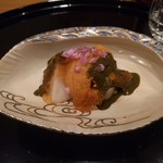 まき村 - 蒸しアワビ、ウニ、アワビの肝