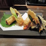 金爾 - 海老とアスパラ、湯葉巻き揚げ