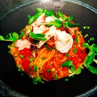 オステリア ブッビーノ - 真タコと豆苗とﾄﾏﾄの冷製ｽﾊﾟｹﾞﾃｨｰ