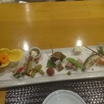 馳走菴 ひじり - 子持ち昆布、ばいがい、太刀魚、カモロース、天然鮎、沢蟹他