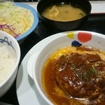 松屋  - ブラウンハンバーグ定食(ミニライス)