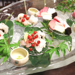 日本料理 きた川 - 向付　オコゼ　鱧　中トロ　甘鯛　アオリイカ