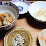 日本料理 きた川 - 食事　養老豚角煮　新ジャガ芋　新生姜ご飯　香の物