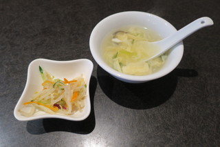 唐苑 - もやしと胡麻の小鉢 玉子スープ