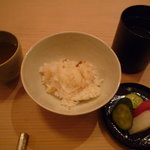 八雲茶寮 - しじみ汁　梅、百合根ご飯　