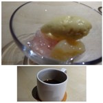 TTOAHISU - デザート・・写真がぶれていてスミマセンm(__)m 桃のコンポートやブラマンジェなど桃づくし、どれもいいお味。 ◆珈琲