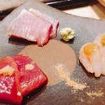 鮨 とかみ - 2017.6.  酒肴 メジマグロと甘海老