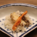 木山 - 鮑柔らか煮 半生のバチコ もち米でさっと炊いたもの