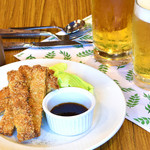 ビッグ・ジョー - BigJoeならではの新鮮なレバーで驚くほどクセがない!!　何処か懐かしい味で　栄養満点!　外はサクサクで中はやわらか。ビールとの相性も抜群です。450円（税込）