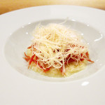 ラ・トラース - 3】前菜:新生姜と生ハム　奈良県産米キヌムスメのリゾット(2017/6月夜)