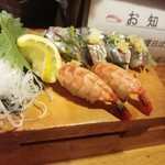 源寿司 - アジ握り＆海老握り