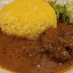 SPICY CURRY 魯珈 - 限定カレー 骨付きラムの辛口スープカレーのライス大盛