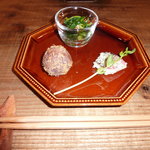実身美 sangmi サンミ - 白身魚の香草焼き・紅芋のコロッケ・春菊とほうれん草のおひたし