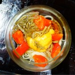 牡蠣入レ時 - 塩トマト 雲丹 素麺 土佐酢ジュレ じゅんさい 蓮の葉