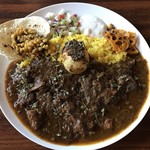 アアベルカレー - アアベルチキンカレーと週替わりカレーの2種あいがけ + スパイスたまご