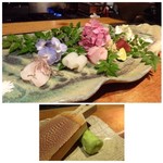 大どころ - ◆お刺身盛り合わせ ◆いつも「本わさび」が付きます。おろすのは主人の役目ですけれどね。(^^;)