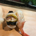 かつ喜寿し - バイ貝に甘エビ