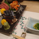 Hokake Zushi - 鰹のたたきは生姜しょうゆで頂きました。