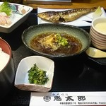 和風味処 鬼太郎 - 鬼太郎定食  750円 品数は豊富 刺身にメインの鰯 小鉢のところてんに茶碗蒸し