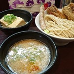 らーめん 五ノ神精肉店 - 肉の日限定/つけ麺背油豚骨角煮カツ乗っけ+大盛り+限定/とうめし