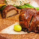 銀座 小十 - 松茸の牛肉巻きとカマスの炭火焼き