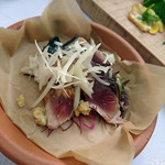 イル　フェリーチェ - 仙巌園「偉人たちが愛した薩摩郷土料理」「日海丸の日帰りカツオのたたき　桜チップの瞬間燻製」