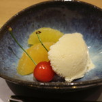 御幸町 田がわ - 水物　実山椒風味のジェラート　山形のサクランボ　グレープフルーツ