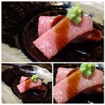 御料理 光安 - ◆福井の鮪（大トロ）・・上品な脂を感じ美味しいこと。わさびの質もいいですね。