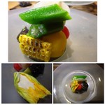 御料理 光安 - ＊反対側から撮りました。 「かぼちゃの花」の中には白和えが入っていますが、これが美味しい。